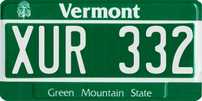 VT license plate XUR332