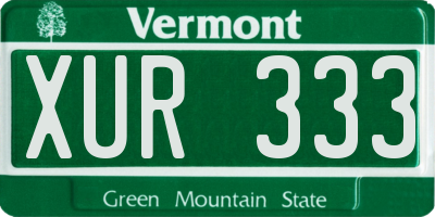 VT license plate XUR333