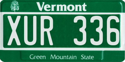VT license plate XUR336