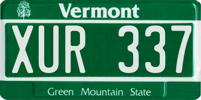 VT license plate XUR337