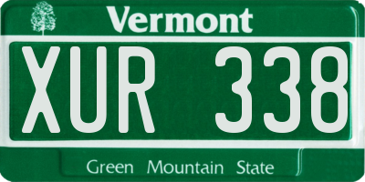 VT license plate XUR338