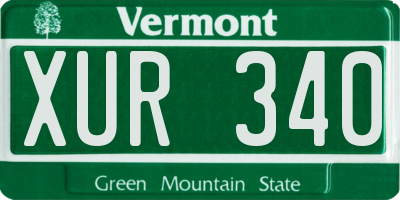 VT license plate XUR340