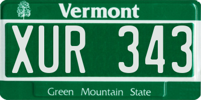 VT license plate XUR343