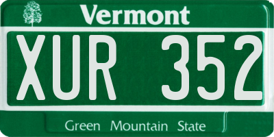 VT license plate XUR352