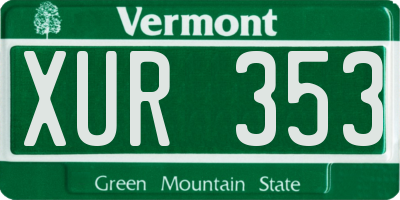 VT license plate XUR353