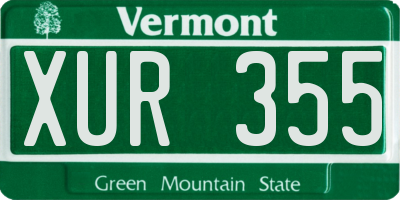 VT license plate XUR355