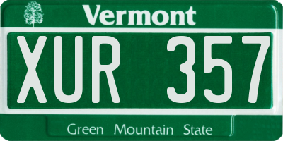 VT license plate XUR357