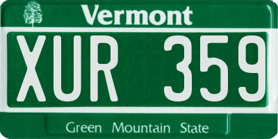 VT license plate XUR359