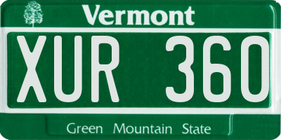 VT license plate XUR360