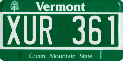 VT license plate XUR361