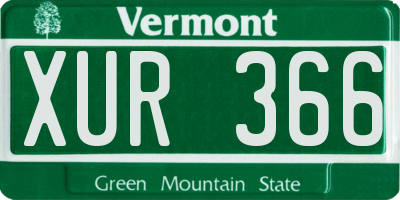 VT license plate XUR366