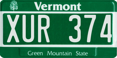 VT license plate XUR374