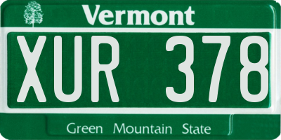 VT license plate XUR378