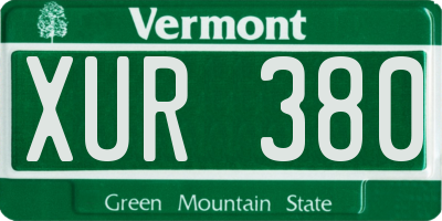 VT license plate XUR380