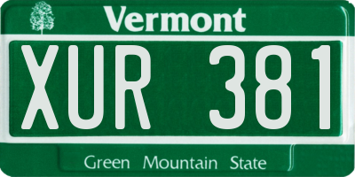 VT license plate XUR381