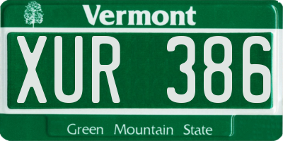 VT license plate XUR386