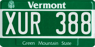 VT license plate XUR388