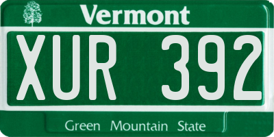 VT license plate XUR392