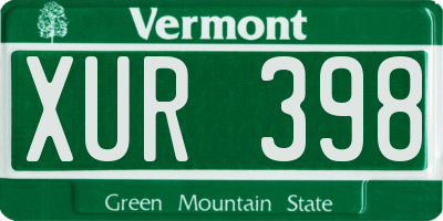 VT license plate XUR398