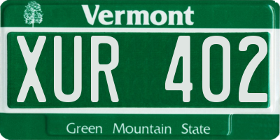 VT license plate XUR402