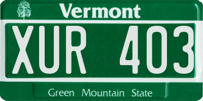 VT license plate XUR403