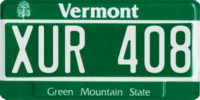 VT license plate XUR408
