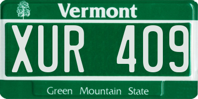 VT license plate XUR409