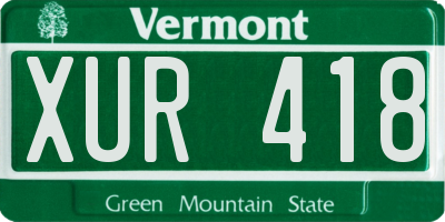 VT license plate XUR418