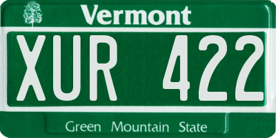 VT license plate XUR422