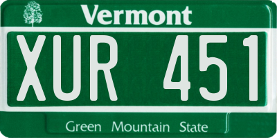 VT license plate XUR451