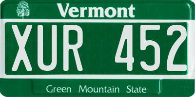 VT license plate XUR452