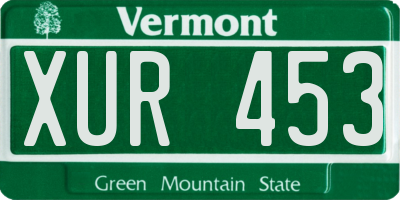 VT license plate XUR453