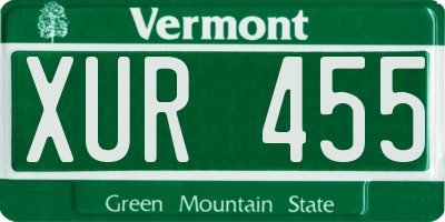 VT license plate XUR455