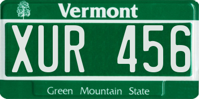 VT license plate XUR456