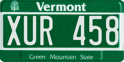 VT license plate XUR458
