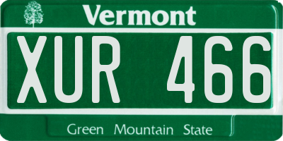VT license plate XUR466