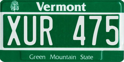 VT license plate XUR475