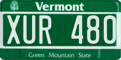 VT license plate XUR480