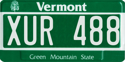 VT license plate XUR488