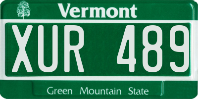 VT license plate XUR489