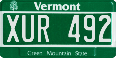 VT license plate XUR492