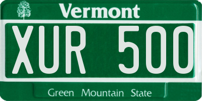 VT license plate XUR500