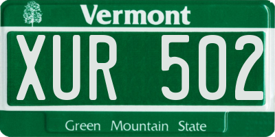 VT license plate XUR502