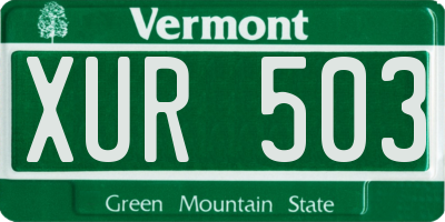 VT license plate XUR503