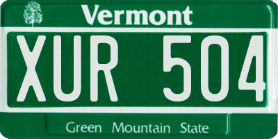 VT license plate XUR504