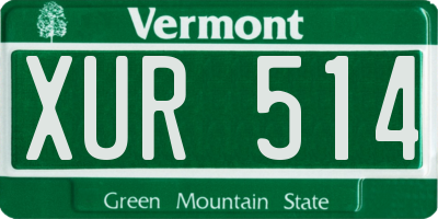 VT license plate XUR514
