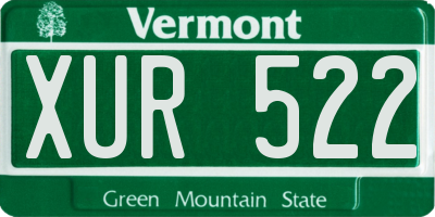 VT license plate XUR522