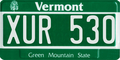 VT license plate XUR530