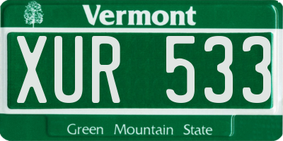 VT license plate XUR533