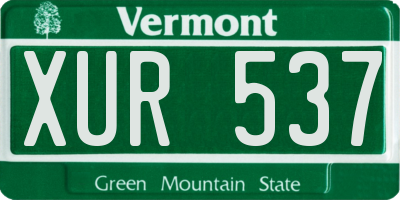 VT license plate XUR537